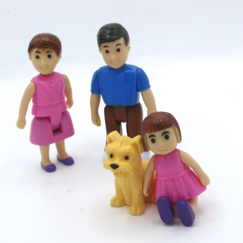 Vintage Fisher-Price Miniature Doll House Family & Dog Set